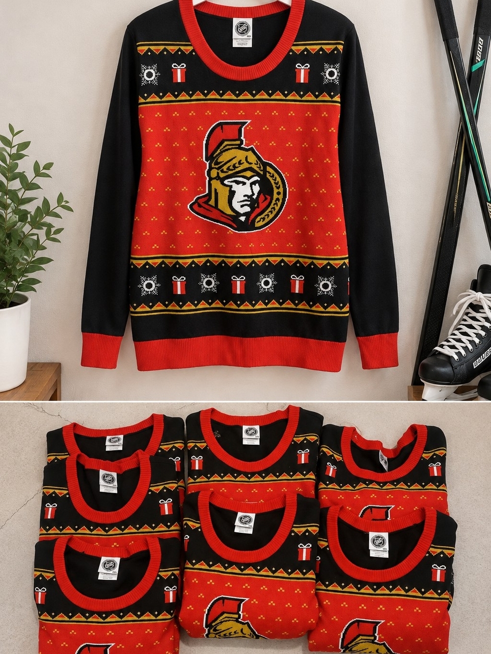 🎄🏒 7-PIECE NWT OTTAWA SENATORS HOLIDAY SWEATER BUNDLE! 🏒🎄Officially license